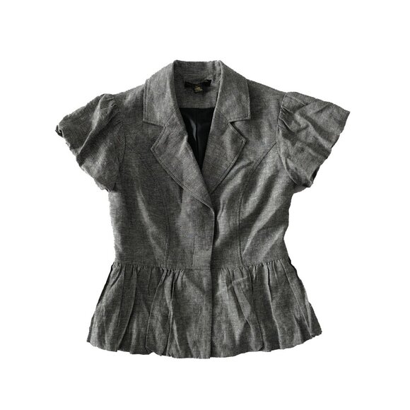 Dalia Collection Womens Size 2 Gray Linen Blend Short Blazer Jacket - Picture 1 of 7
